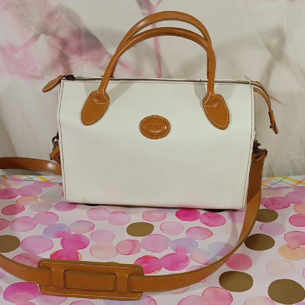 Vintage Esprit Tan and White Satchel with Timeless Design - Picture 11 of 11